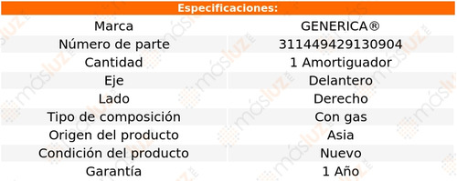 1- Amortiguador Gas Delantero Der Honda Cr-v 02/06 Genrica Foto 2