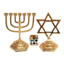 Candelabro Menorah + Estrela De Davi + Bottom 12 Tribos