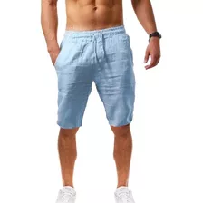 Shorts Masculinos De Linho Com Cordão, Calça, Bermuda