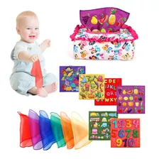 Caixa De Lenços De Bebê Montessori Toy 6-12 Meses