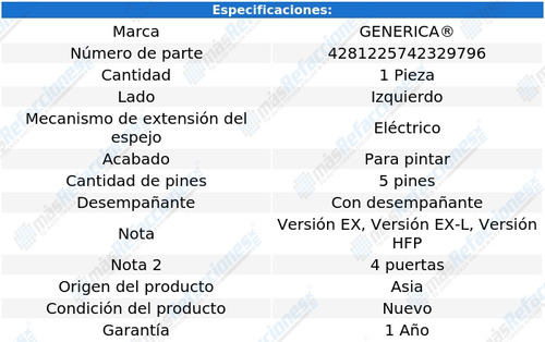 Espejo Izq Honda Accord 2009 Depo Foto 2