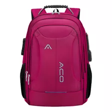 Mochila Notebook Reforcada Bolso Anti Furto Semi Impermeavel Cor Rosa