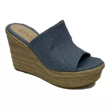 Sandalias Cuñas De Lona Con Yute Natural Modernas Dva D11702