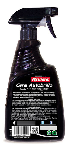 Cera Revigal Abrillantador Para Autos Negros