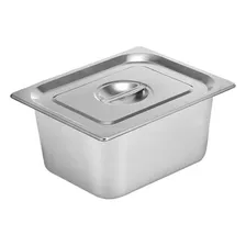 Set 5 Depositos Gastronomico 1/2 10cm Acero Inox Con Tapa