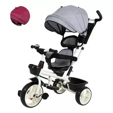 Triciclo Bicicleta Carriola Paseo Bebes 2-6 Años Asiento 360 Color Gris