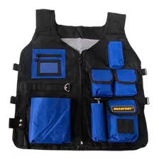 Colete Porta Ferramentas Bolsa 07 Bolsos Pesca Azul/ Preta Cor Azul