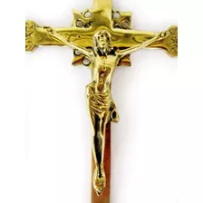 Crucifixo De Parede Em Bronze Jesus Cristo Decoração 35 Cm