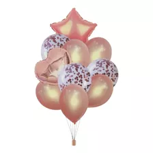 Balão Bexiga Metalizado E Látex Kit Buquê 10 Peças Festa