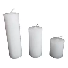 2 Trios Velas Cilíndricas 5cm,10cm E 15cm Decoração