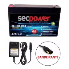 Bateria 6v 7,2ah + Carregador Para Moto Elétrica