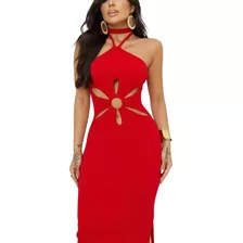 Vestido Moda Elegante Decote Amarrar No Pescoço