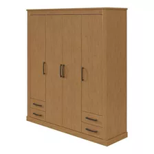 Guarda-roupa Casal Rustic 4 Portas E 4 Gavetas Amêndoa Clean