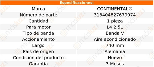 Banda 740 Mm Acc Cutlass Ciera L4 2.5l 86 Continental A/a Foto 4