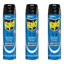 Pack 3 Raid Mata Moscas Mosquitos 360cc Insecticida Ambiente