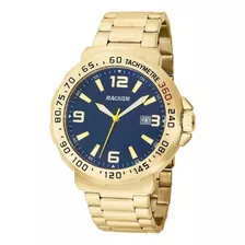 Relógio Magnum Masculino Analógico Dourado Ma35020a Cor Do Fundo Azul