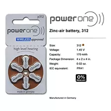 Pilas Para Audifonos Power One(312) Paquete X 6 Unidades