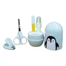 Kit Cuidados Higiene Bebê Jogo Manicure Bebê Estojo Pinguim