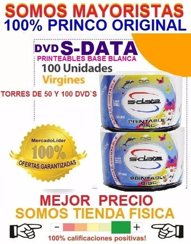 Dvd Virgen S-data Printeables 1-16x 4.7 Gb Sp 120 Min Blanco