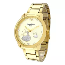 Relógio Feminino Corações Dourado Mondaine