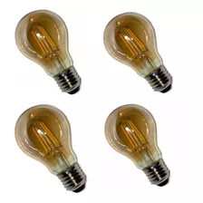 Kit 4 Lâmpada Led Bulbo Retrô Vintage Filamento A60 B.quente