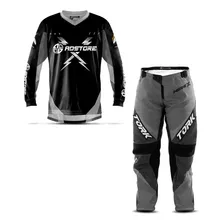 Calça E Camisa Conjunto Insane X Trilha Motocross Cinza Nfe