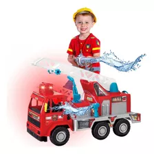 Brinquedo Caminhão Bombeiro Fire Resgate Mangueira Sai Água