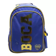 Mochila Escolar Cresko Boca Junior Sonido Cancha Espalda 16p Color Azul Diseño De La Tela Liso