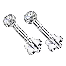 Brincos Titânio Flor Com Cristal Push Pin - 2 Unds (1 Par)