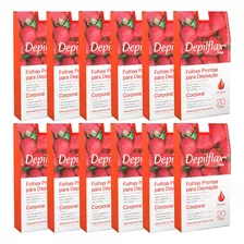 240 Folhas Prontas Depilação Corporal Depilflax Morango