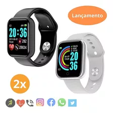 2 Smartwatch Relógio Ultra Inteligente Casal Amigo Namorados Cor Da Pulseira 1 Preto 1 Prata