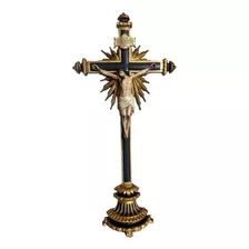 Crucifixo Dourado De Base 48cm