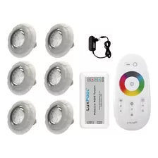 Kit Led Piscina Com Controle + 6 Leds Rgb + Fonte 12v