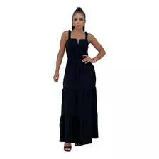 Vestido Longa Feminina Com Bojo Alça Larga Com Elastica