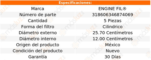 Paq 5 Filtros De Aire Q50 2.0l 4 Cil 2016/2018 Engine Fil Foto 2