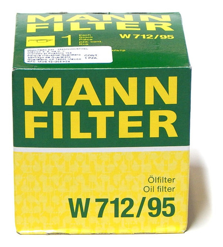 Filtro Aceite Golf A6 12-13 1.4 Lt, Tiguan 1.4 Lt, Up 2011 1.0 Lt, Ibiza, Leon, Toledo 1.6 Y 1.4, W712/95, Mann Filter Foto 2