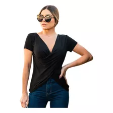 Blusa Camiseta Blusinha Transpassada Feminina Moda Social