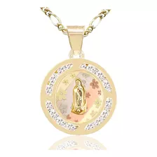 Medalla Oro 10k Virgen De Guadalupe Con Cadena De Regalo 