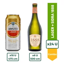 Cerveza Amstel Lager Lata 473ml X18 + Sidra 1888 500ml X6