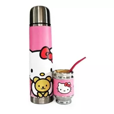 Termo Acero Inoxidable 1 L Mate Aluminio Madera Hello Kitty