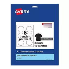 Avery Dark Transfer Paper Para Camisetas, 3 De Diámetro Pre