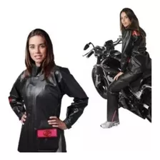 Capa De Chuva Feminina Motoqueira Alba Modelo Europa Preto