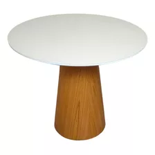 Mesa De Jantar Cone 80cm Base Freijó Tampo Laca + Vidro