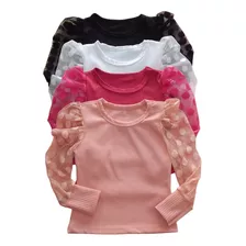 Blusinha Infantil Manga Bufante Tule Outono Inverno