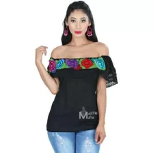 Blusa Campesina Tipica Bordado Artesanal Flores Manta Fresca