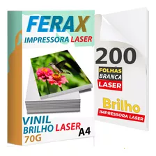 200 Adesivos Vinil Branco Brilho Para Impressora Laser A4