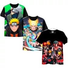 Kit 3 Camisa Camiseta Infantil Full Desenho Anime Naruto 03