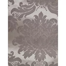 Tecido Jacquard Festas Medalhão Cinza E Bege 1m X 2,8m