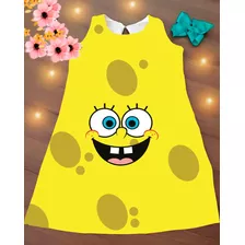 Vestido Trapézio Infantil Bob Esponja Personagens Criança