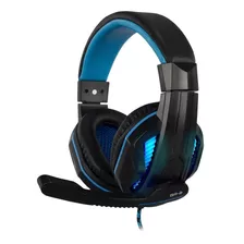 Headset Pro Gamer Stereo Hoopson Ga-2 Led Usb Cor Preto E Azul